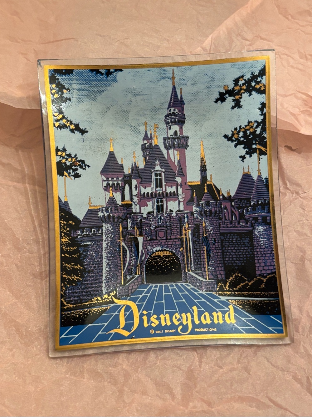 Vintage Disneyland Sleeping Beauty Castle Glass Jewelry Ring Tray